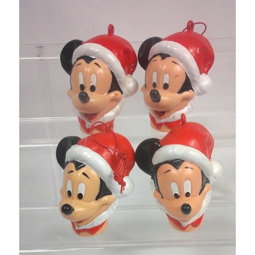 Vintage Walt Disney Productions Mickey Mouse Head Christmas Ornament Plastic 4X